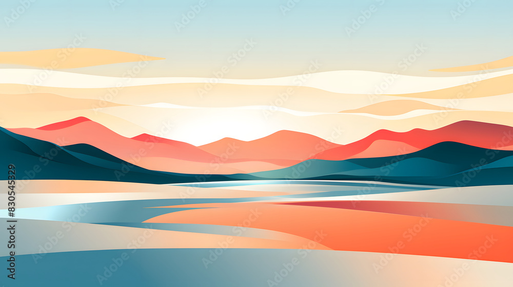 digital pop art mountain and sea design graphics poster background