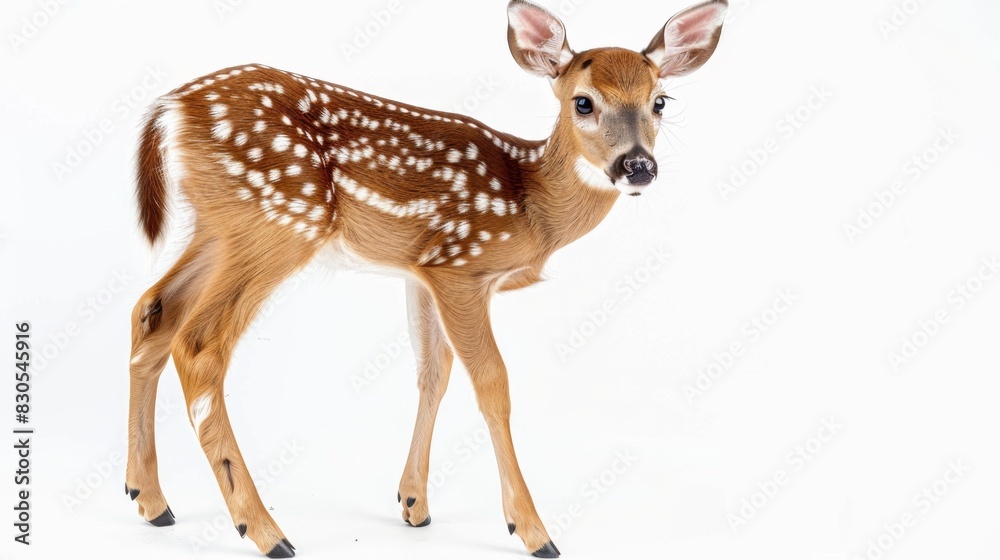 Fawn Standing on White Background, Generative AI Fawn Standing on White Background, Generative AI