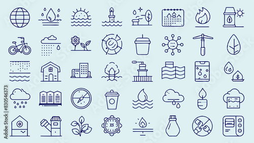 A blue background with a lot of different icons on it