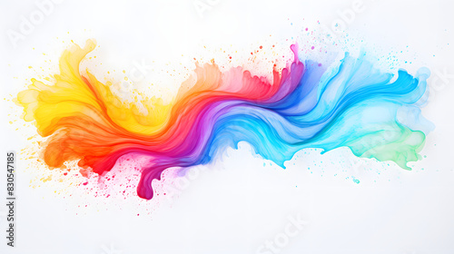 Digital rainbow colors watercolor curves abstract graphic poster background