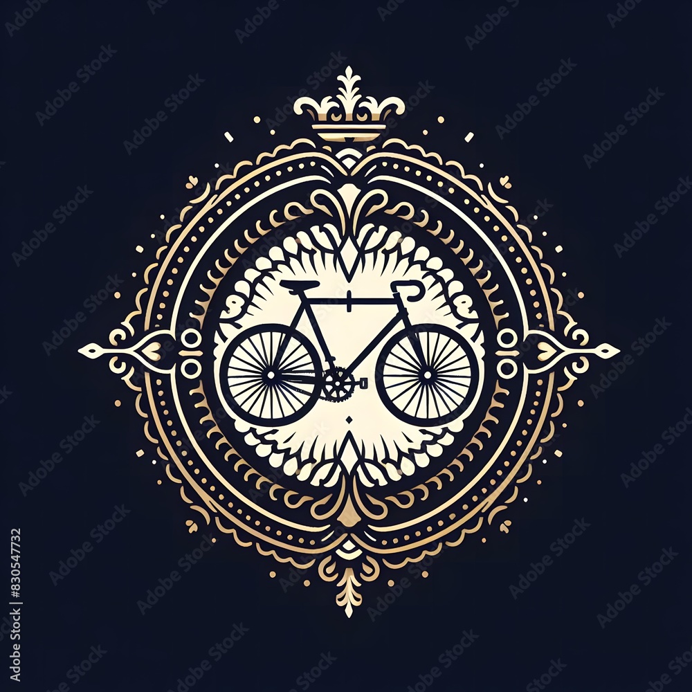 Naklejka premium AI Generate of Luxury Bicycle, Sepeda, Transportation Conventional, Logo Concept Stock Vector with Dark Black Background
