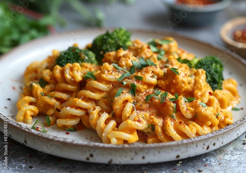 Vibrant Plant-Based Meal with Curry Sauce and Broccoli Generative AI