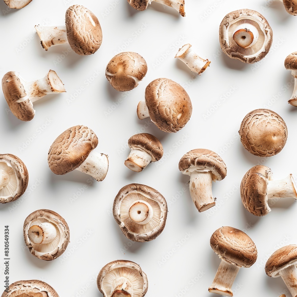 Fresh Shitake Mushrooms on White Background, Ready to Cook Generative AI Fresh Shitake Mushrooms on White Background, Ready to Cook Generative AI