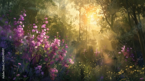 Wallpaper Mural The Stunning Beauty of Lunaria Plant in Nature s Splendor The Sun Casting Its Radiance over the Woodlands and Meadows Torontodigital.ca