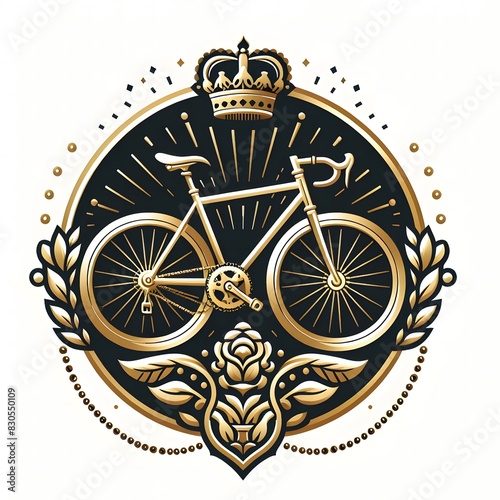 AI Generate of Luxury Golden Gold Bicycle, Sepeda, Transportation Conventional, Logo Concept Stock Vector with White Background	 photo
