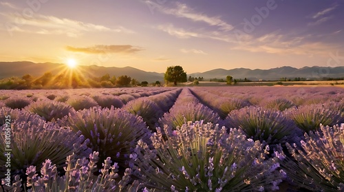 lavender field at sunset photo