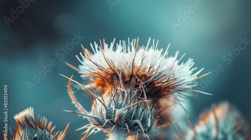 Macro view of a prickly sow thistle photo