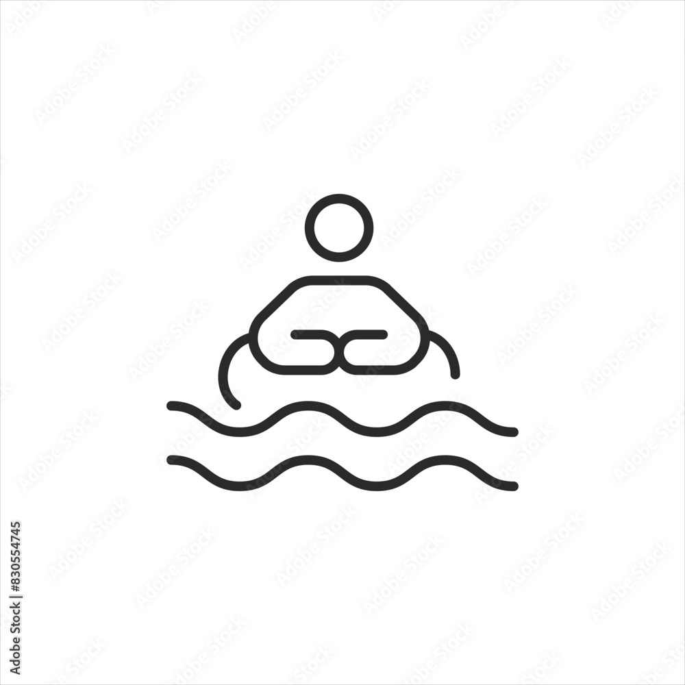 Person floating in water icon. Simple illustration of an individual relaxing and buoyant on the surface of a pool, symbolizing leisure, stress relief, and the calmness of floating. Vector illustration Person floating in water icon. Simple illustration of an individual relaxing and buoyant on the surface of a pool, symbolizing leisure, stress relief, and the calmness of floating. Vector illustration