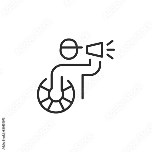 Lifeguard emergency rescuer icon. Simple illustration of a figure with a rescue buoy and a loud whistle, symbolizing quick response and vigilance in aquatic safety scenarios. Vector illustration