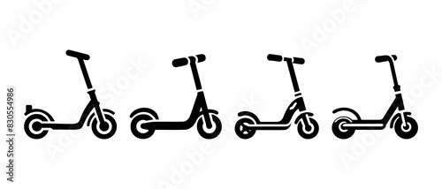 Kick scooter cycle silhouette black filled vector Illustration icon, Electric scooter icon.