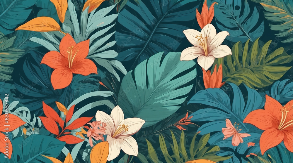 Seamless. Exotic ethnic flower forest pattern Hand-drawn cartoon style, contemporary image. Beautiful colors. Perfect for product backgrounds. Seamless. Exotic ethnic flower forest pattern Hand-drawn cartoon style, contemporary image. Beautiful colors. Perfect for product backgrounds.