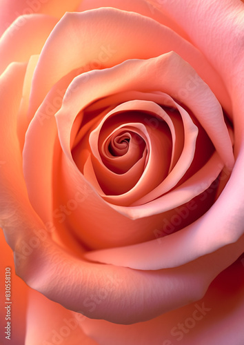 Peach Sunrise Roses  AI Generated photo