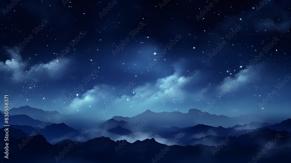 Digital dark blue sky nebula abstract graphic poster background