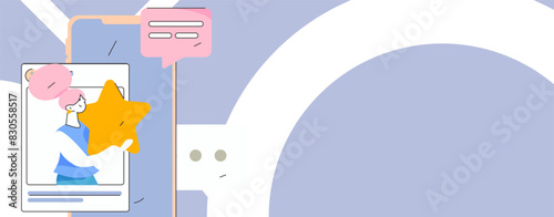 Virtual characters social communication concept business flat vector hand drawn illustration
