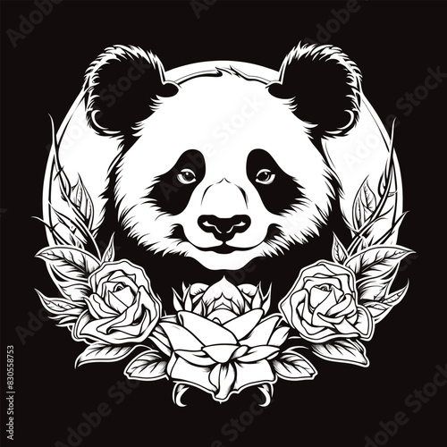head panda vector illustration tatoo art