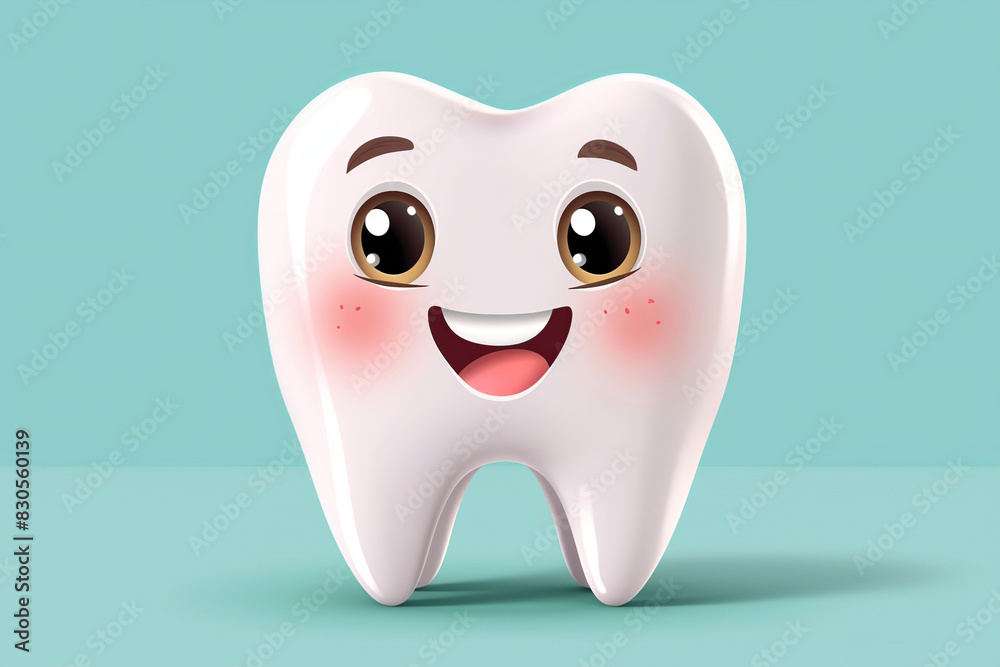 Happy cartoon tooth character with smile on blue background. Happy cartoon tooth character with smile on blue background.