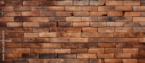 High quality photo of a brown textured brick wallpaper and background with ample copy space