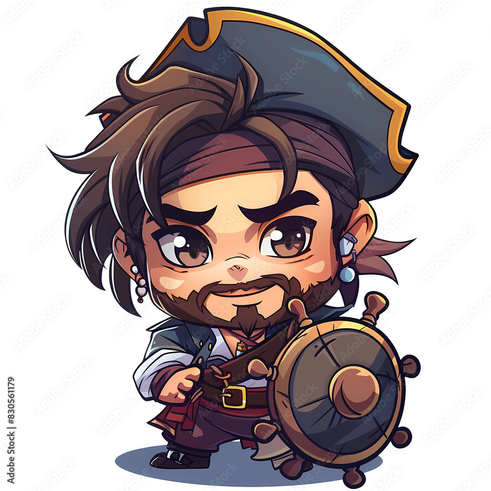 Obraz premium Pirate with sword Clipart Sticker, png, generated ai