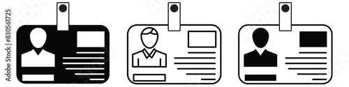 ID Card icon set. ID Card icon collection. Driver's license Identification card icon sign and symbol. ID Badge Symbol white background. Identity sign. Vector illustration. eps 10