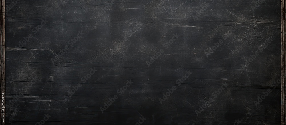 School blackboard with scratches hanging on the wall providing a blank space for an image. Creative banner. Copyspace image