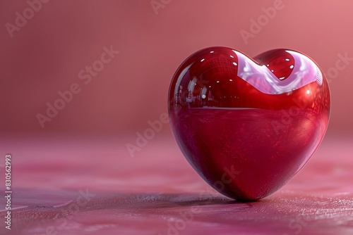 Red heart on a purple background, minimalistic, 3D rendering, glossy finish © 1000lnw