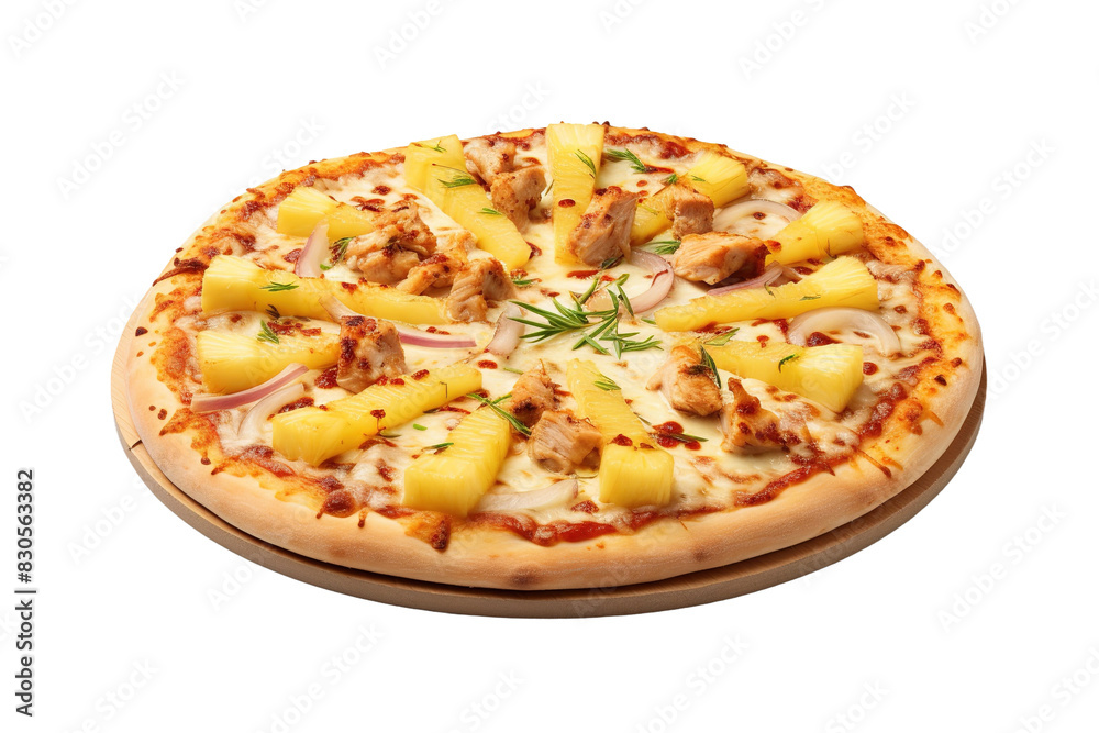 Culinary Fusion: Heavenly Hawaiian Pizza on White or PNG Transparent Background.