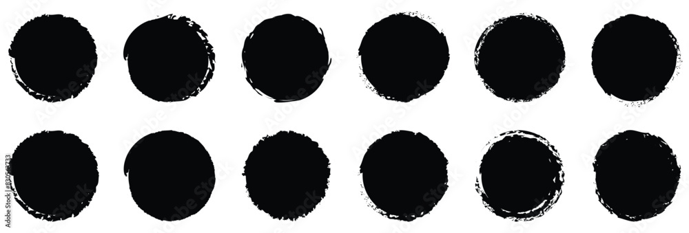 Circle grunge stamp set. Round vector isolated on white background ...