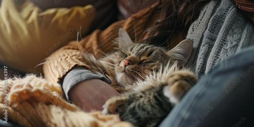 cat on the floo, A pet owner and their cat as they cuddle on the couch, the cat purring contentedly while the owner strokes its fur cat on the floo, A pet owner and their cat as they cuddle on the couch, the cat purring contentedly while the owner strokes its fur