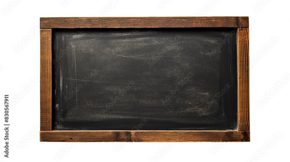 Blank blackboard in wooden frame isolated, top view on transparent background Blank blackboard in wooden frame isolated, top view on transparent background