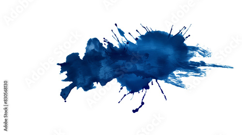 blue ink blot, blue ink splashes, Blue grunge ink splat isolated on transparent background 