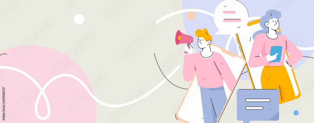 Virtual characters social communication concept business flat vector hand drawn illustration
Virtual characters social communication concept business flat vector hand drawn illustration