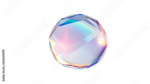 crystal ball Round shape with 3d crystal glass holographic effect isolated on transparent background