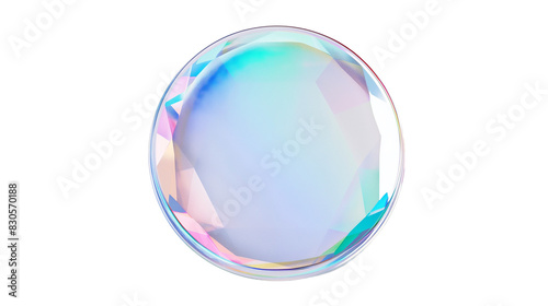 Glass sphere isolated, Round shape with 3d crystal glass holographic effect isolated on transparent
 background
