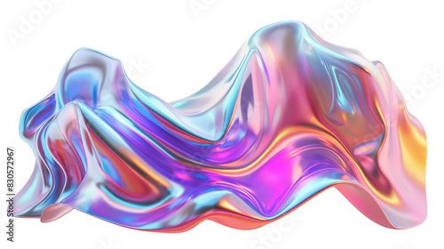 lines wave 3d crystal glass holographic effect isolated whit transparent background