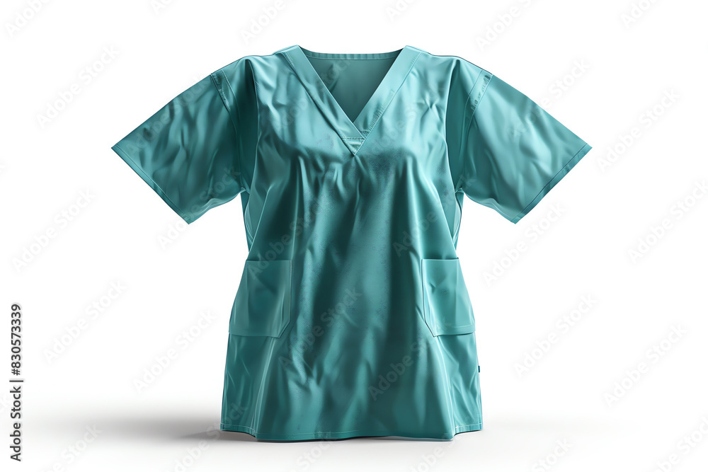 A teal medical scrub top isolated on a white background, perfect for healthcare professionals or medical-related content.