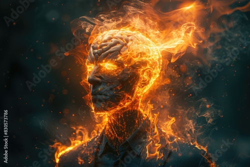 fire in the man. Created with Ai