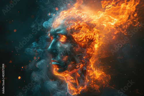 person in the fire. Created with Ai