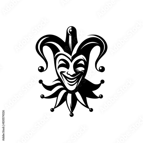 Vector logo of a jester isolated on white background.