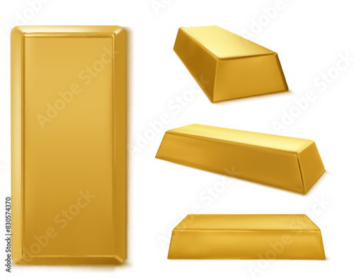 Gold bar isolated on white background. vector illustration.