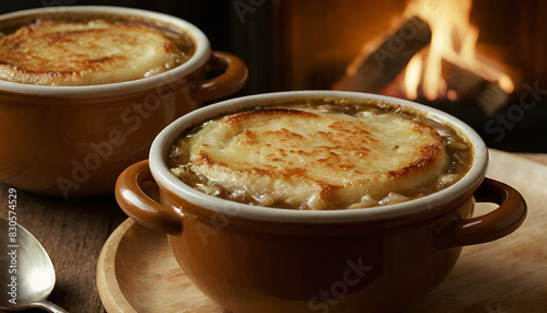 french onion soup in a pot