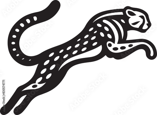 Cheetah jump Vector Art Illustration