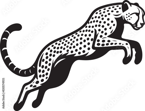 Cheetah jump Vector Art Illustration