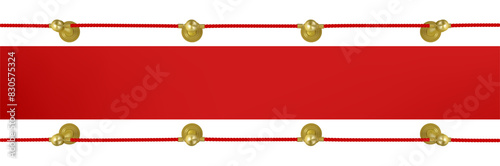 Realistic vector golden rope barriers. VIP event, luxury celebration.