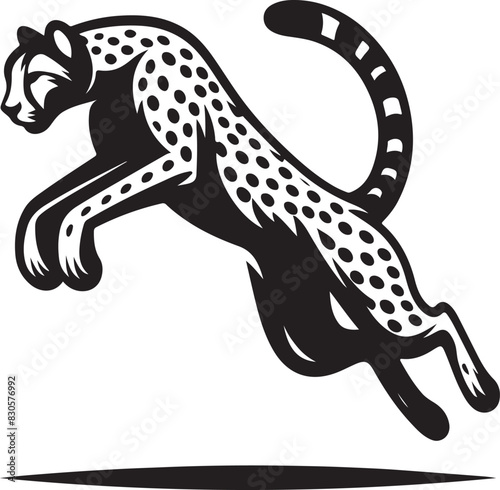 Cheetah jump Vector Art Illustration