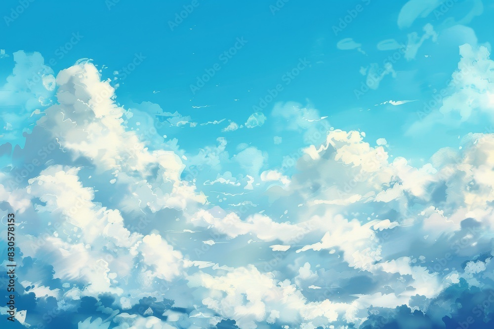 Beautiful anime background, blue sky with clouds, high resolution, vector illustration, details, beautiful background, digital art style, hand drawing painting illustration. Beautiful anime background, blue sky with clouds, high resolution, vector illustration, details, beautiful background, digital art style, hand drawing painting illustration.