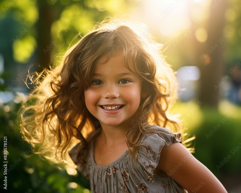 Little girl stands outside smiling. Little girl stands outside smiling.