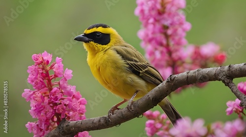 yellow wagtail on a flower photo