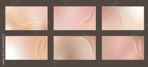 Nude gradient. Pastel nude background set, modern gradient vector design. Trendy screen.