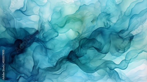Crafting a Subtle Watercolor Background with Blended Blue and Green Tones © lan