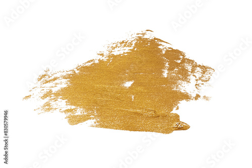 Gold Golden Brush Stroke, Oil Paint Acrylic Paint. Isolated on White Background and Transparent PNG.